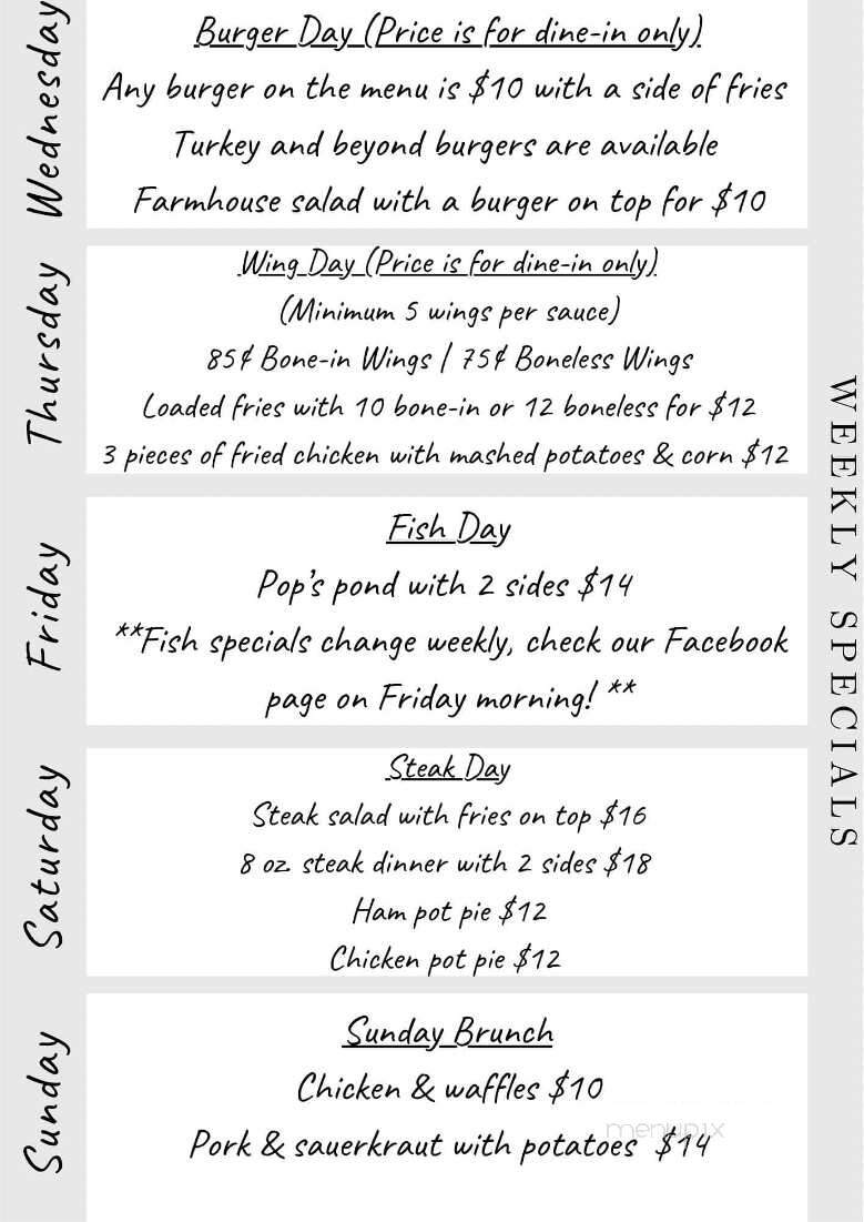 The Old Farmhouse Eatery - Bellefonte, PA menu_pic