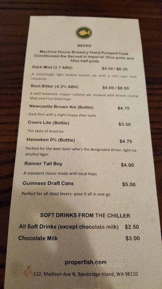 Proper Fish - Bainbridge Island, WA menu_pic