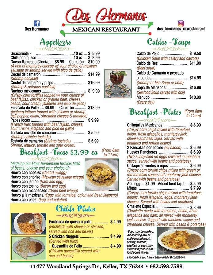 Dos Hermanos - Keller, TX menu_pic
