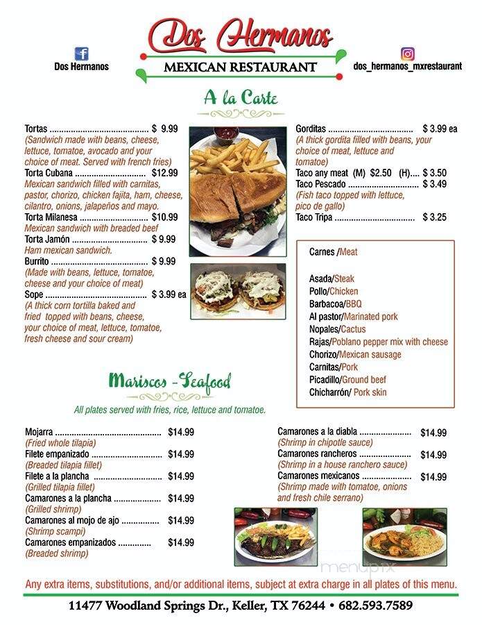 Dos Hermanos - Keller, TX menu_pic