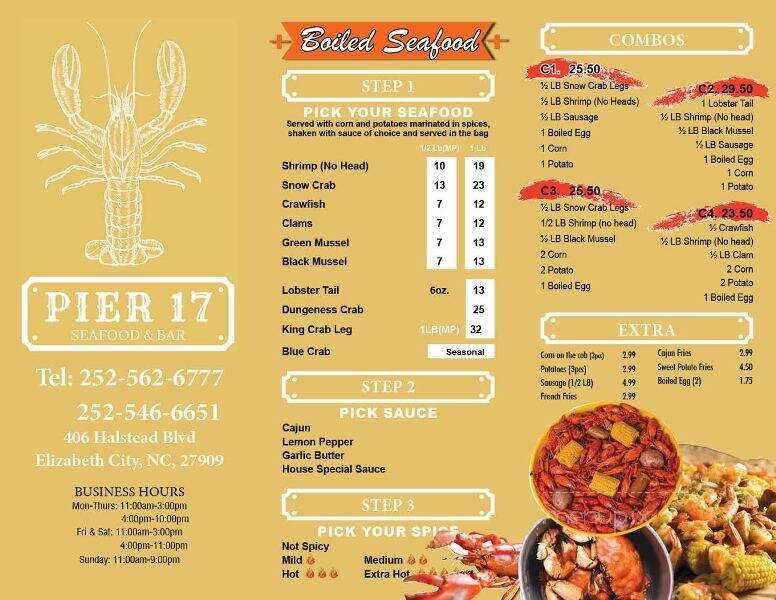 Pier 17 - Elizabeth City, NC menu_pic