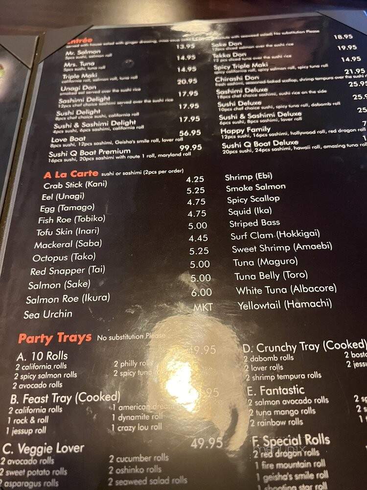 Sushi Q - Ellicott City, MD menu_pic