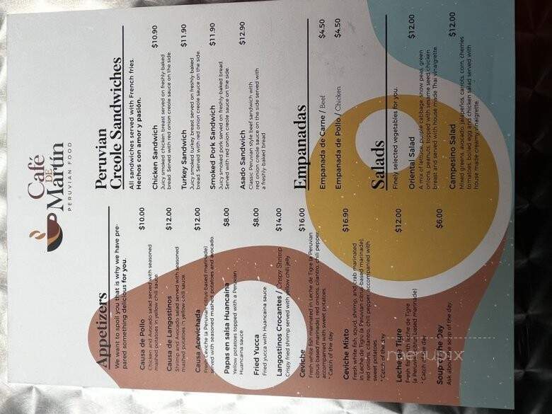 Cafe de Martin - Tallahassee, FL menu_pic
