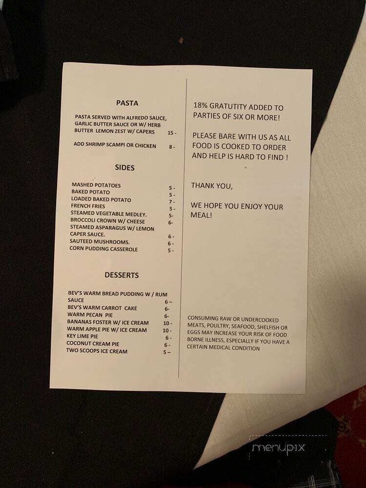 1927 Steakhouse - Cross City, FL menu_pic