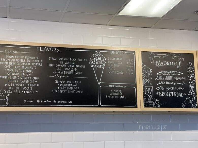 Sorry Not Sorry Creamery - Las Vegas, NV menu_pic