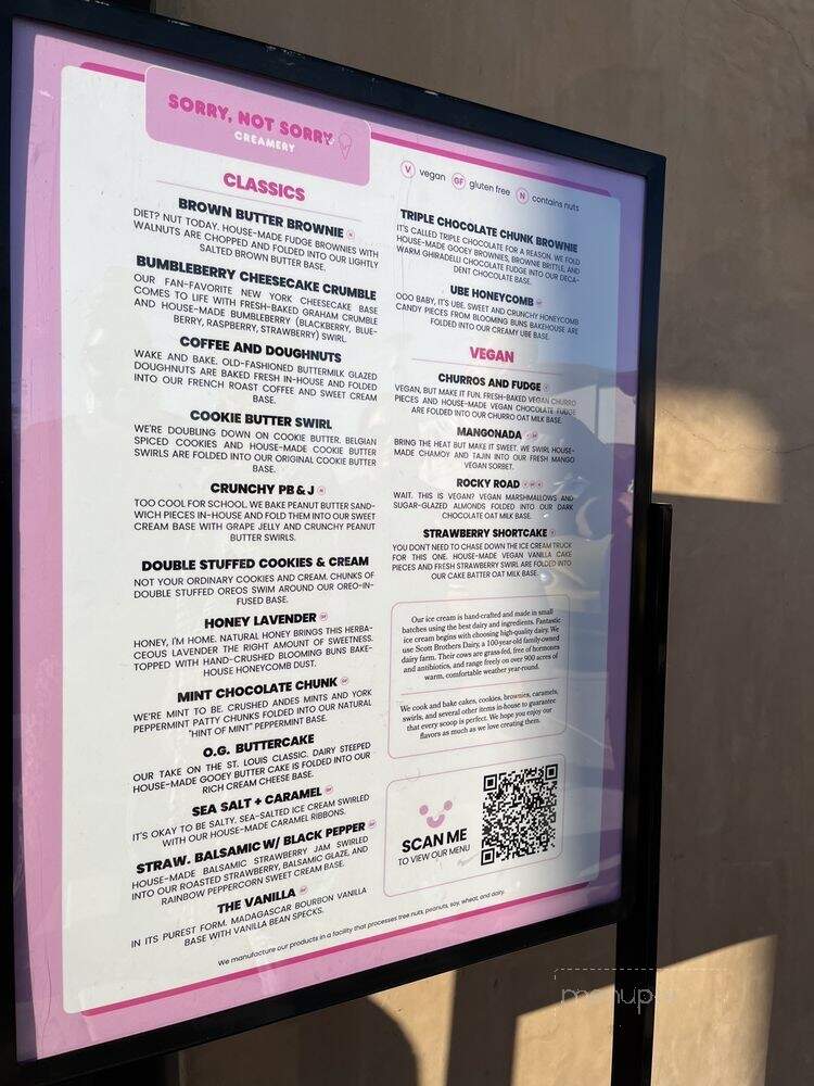 Sorry Not Sorry Creamery - Las Vegas, NV menu_pic