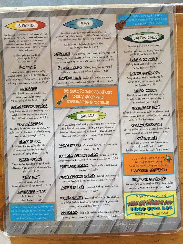 Catawba Inn Pub - Port Clinton, OH menu_pic