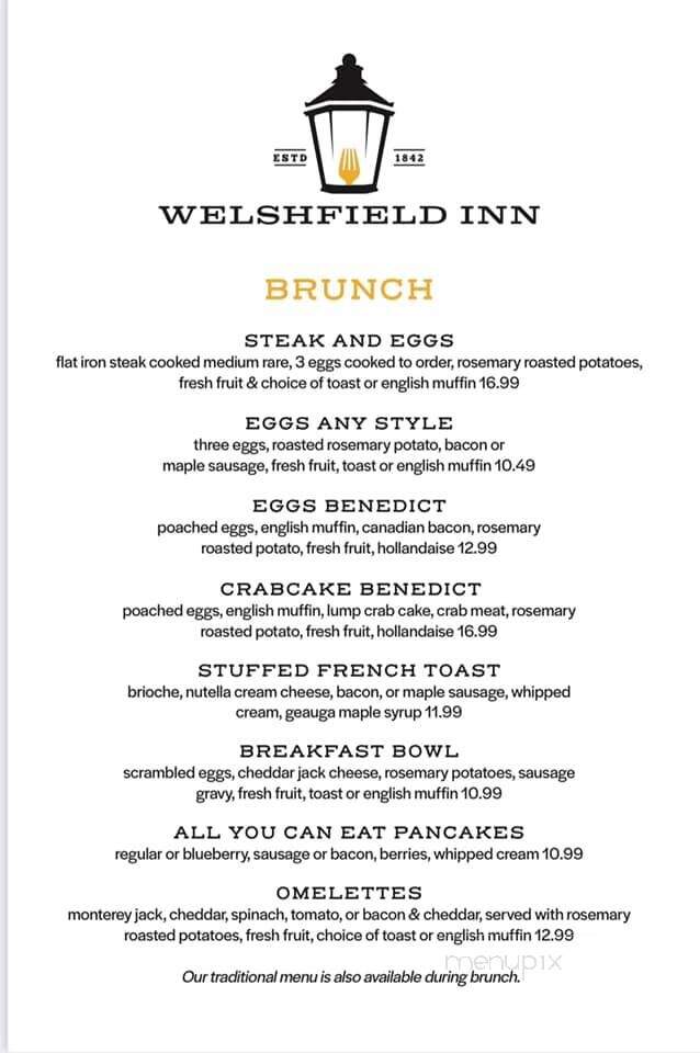 Welshfield Inn - Burton, OH menu_pic