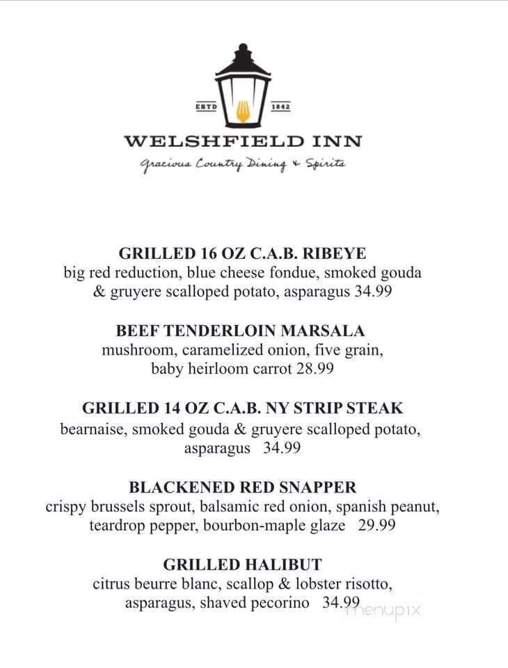 Welshfield Inn - Burton, OH menu_pic
