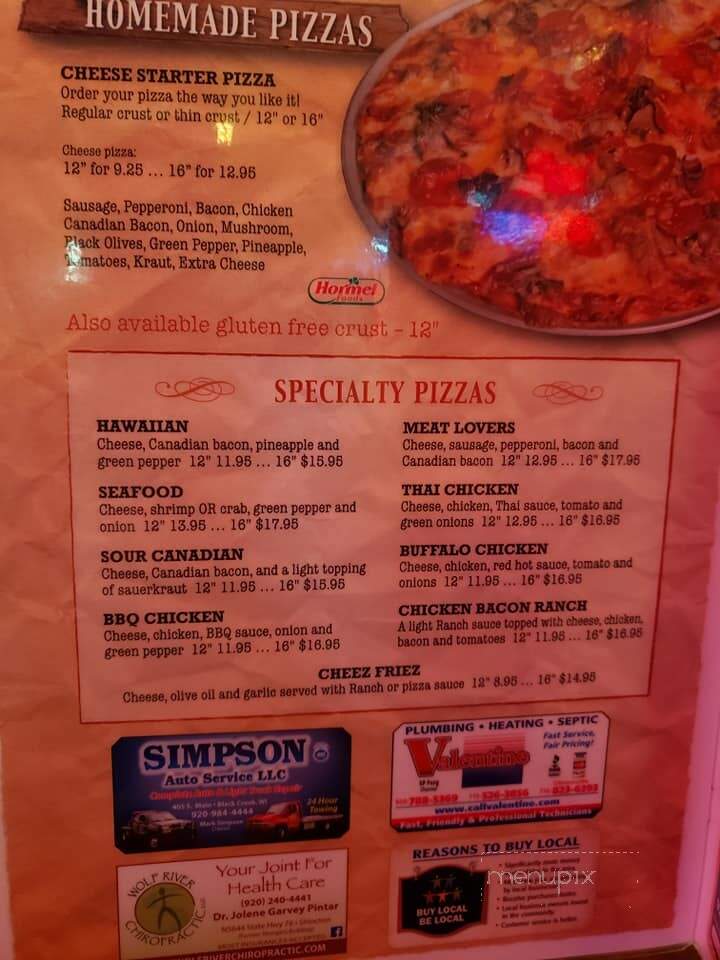Riverrail Bar - Shiocton, WI menu_pic