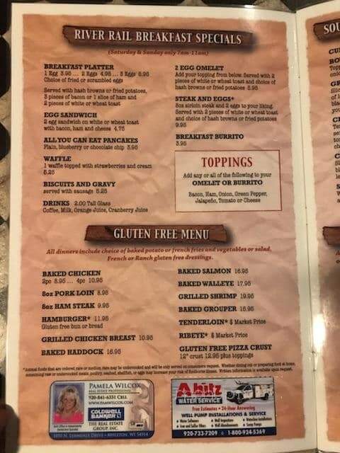 Riverrail Bar - Shiocton, WI menu_pic