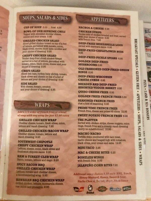 Riverrail Bar - Shiocton, WI menu_pic