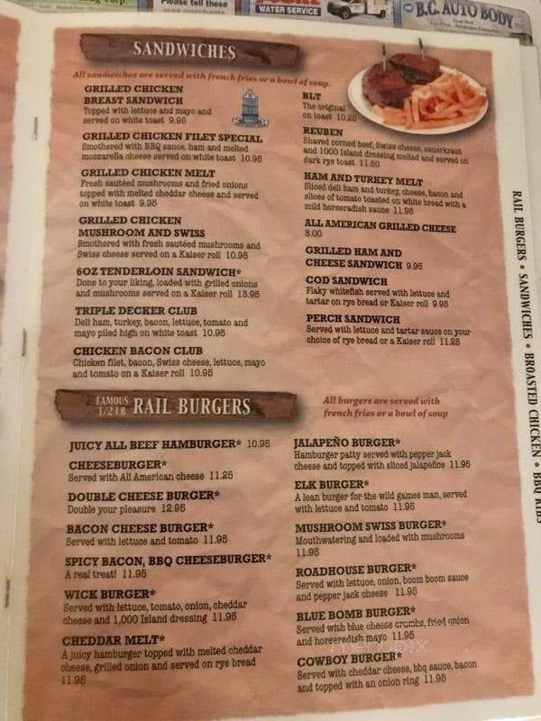 Riverrail Bar - Shiocton, WI menu_pic