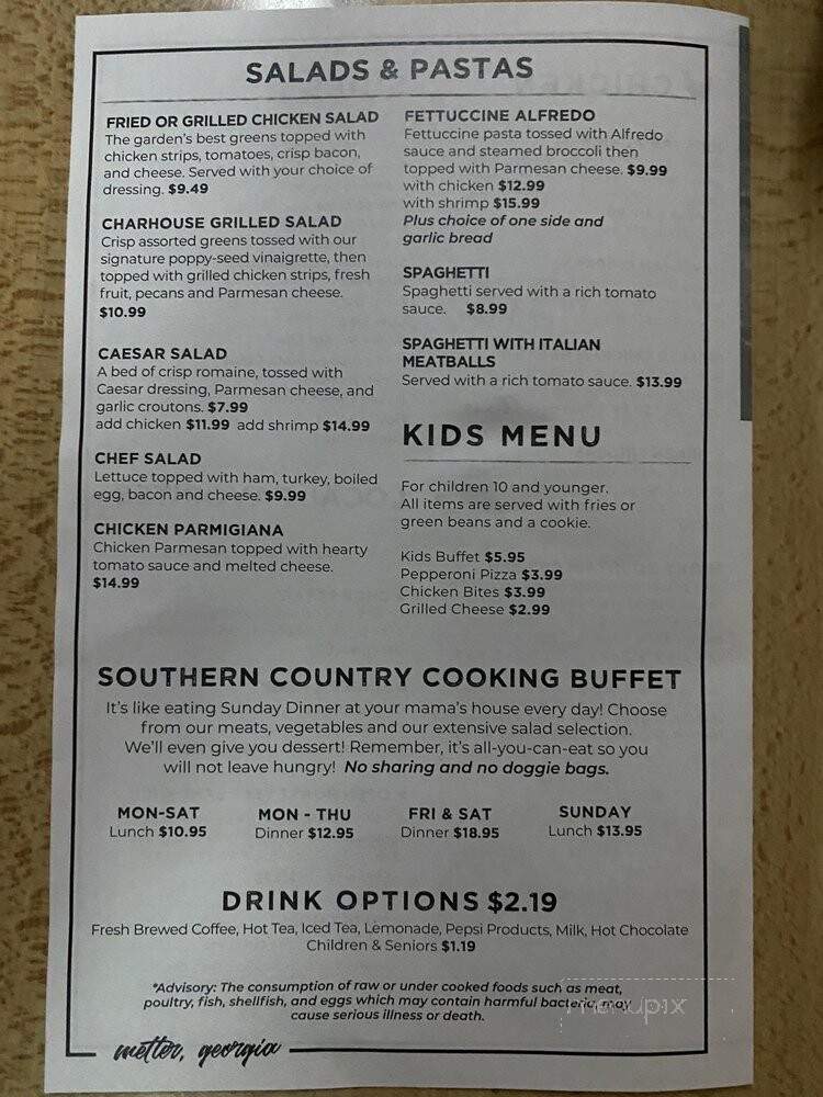 Bevricks Char House Grille - Metter, GA menu_pic