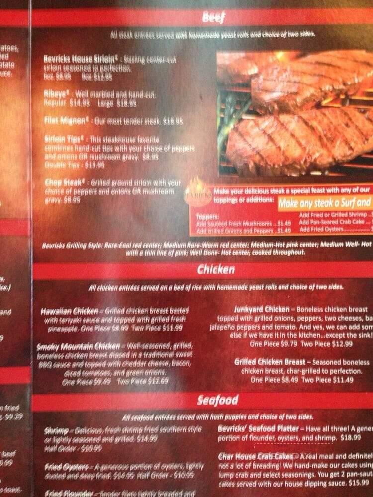 Bevricks Char House Grille - Metter, GA menu_pic