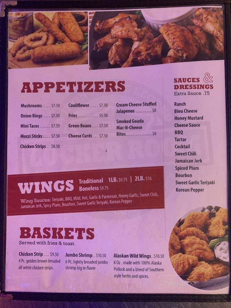 Locker Room - Coleraine, MN menu_pic