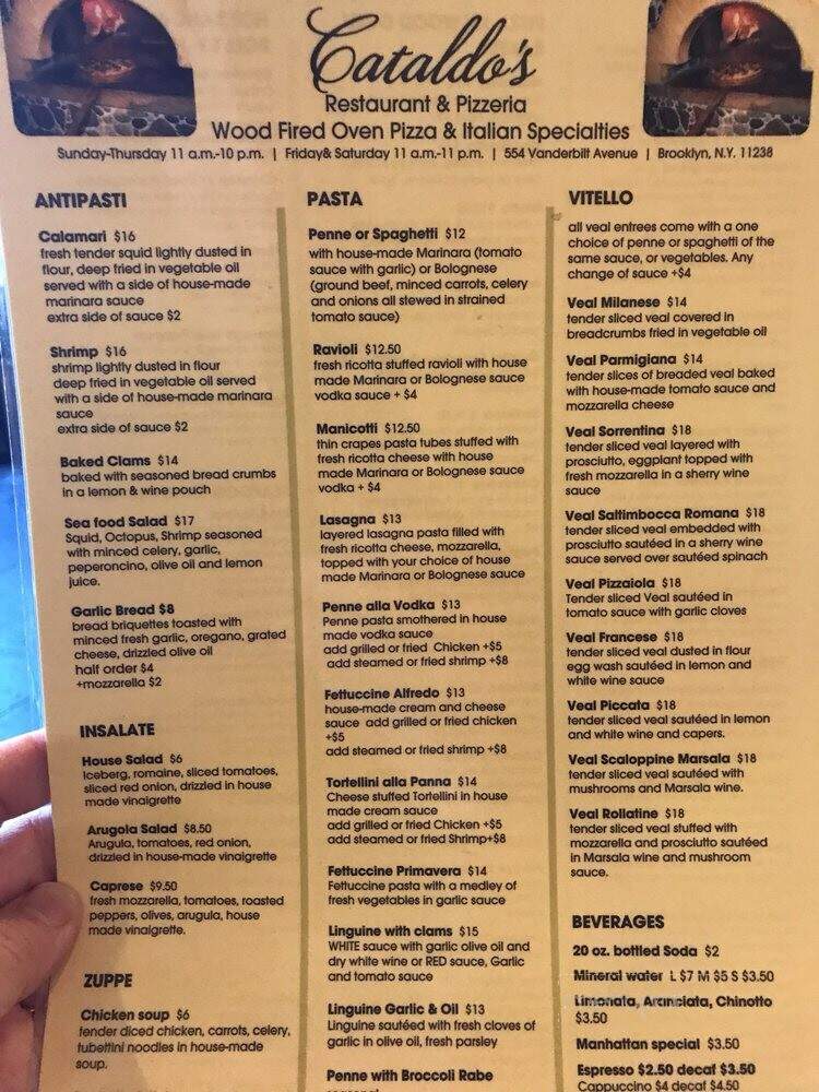 Cataldo's Restaurant and Pizzeria - Brooklyn, NY menu_pic