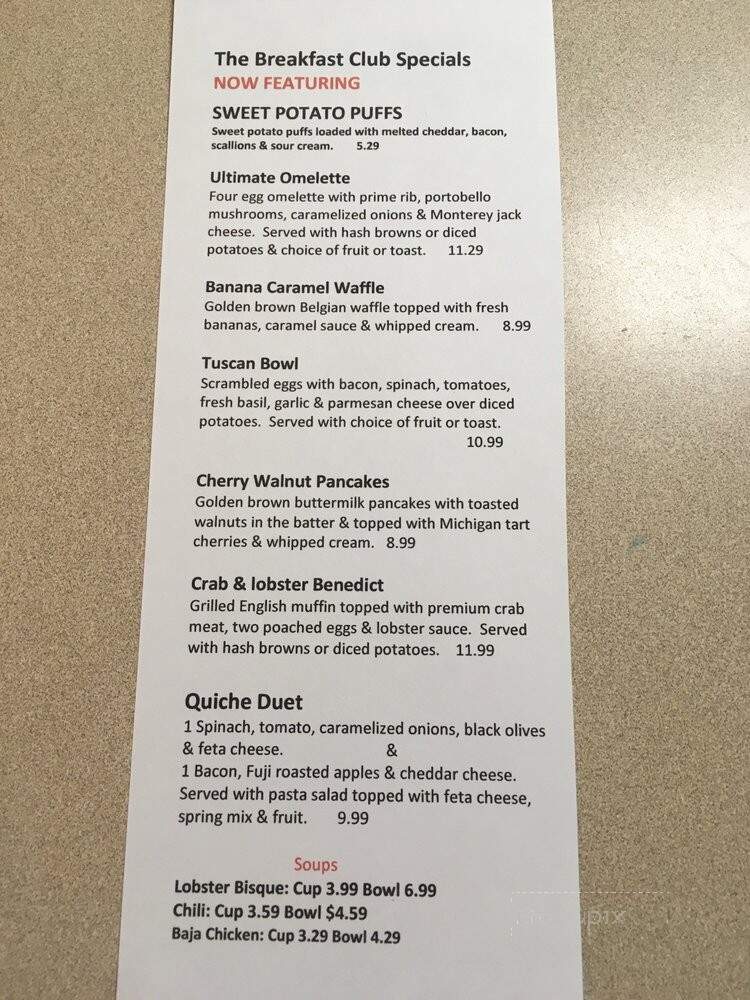 Breakfast Club - Brighton, MI menu_pic