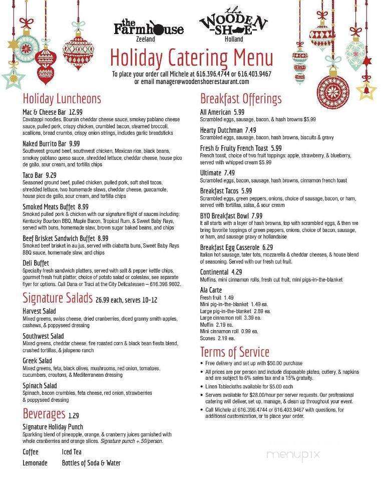 Wooden Shoe Restaurant - Holland, MI menu_pic
