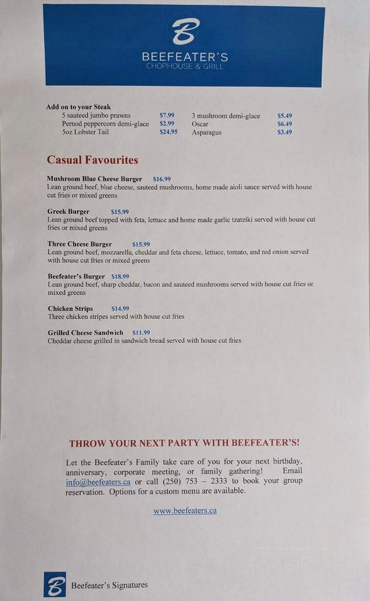 Beefeater's Chop House & Grill - Nanaimo, BC