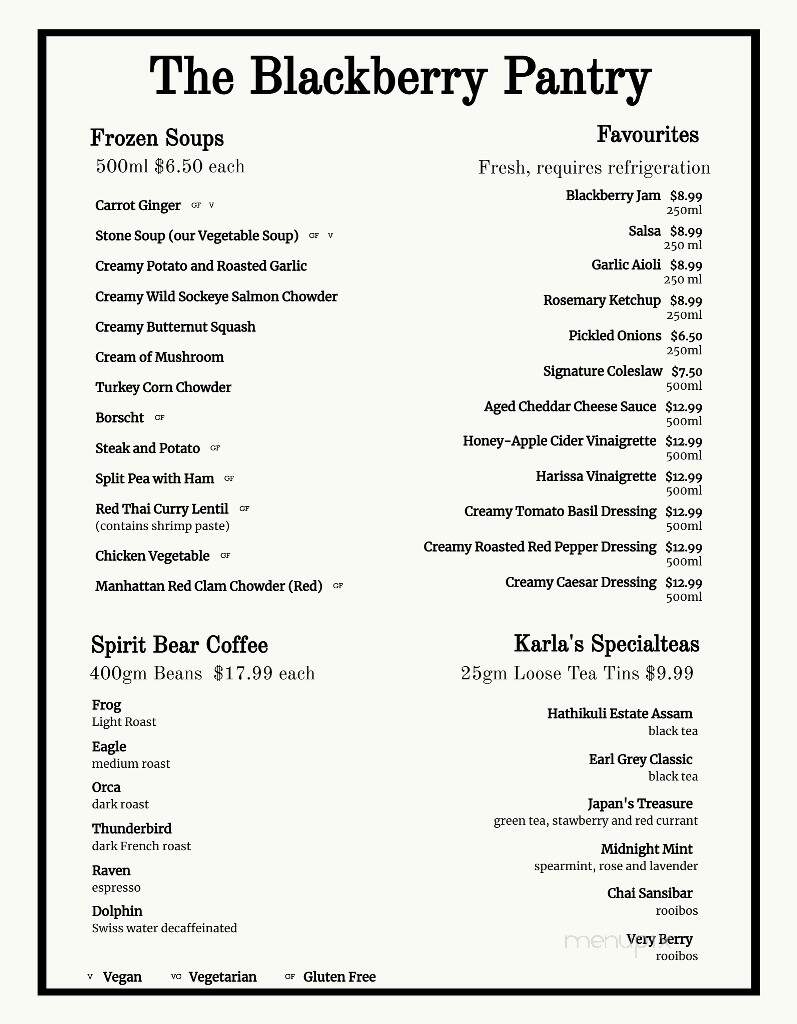 Blackberry Kitchen - Mission, BC menu_pic
