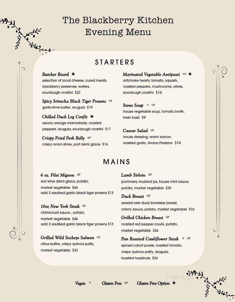 Blackberry Kitchen - Mission, BC menu_pic