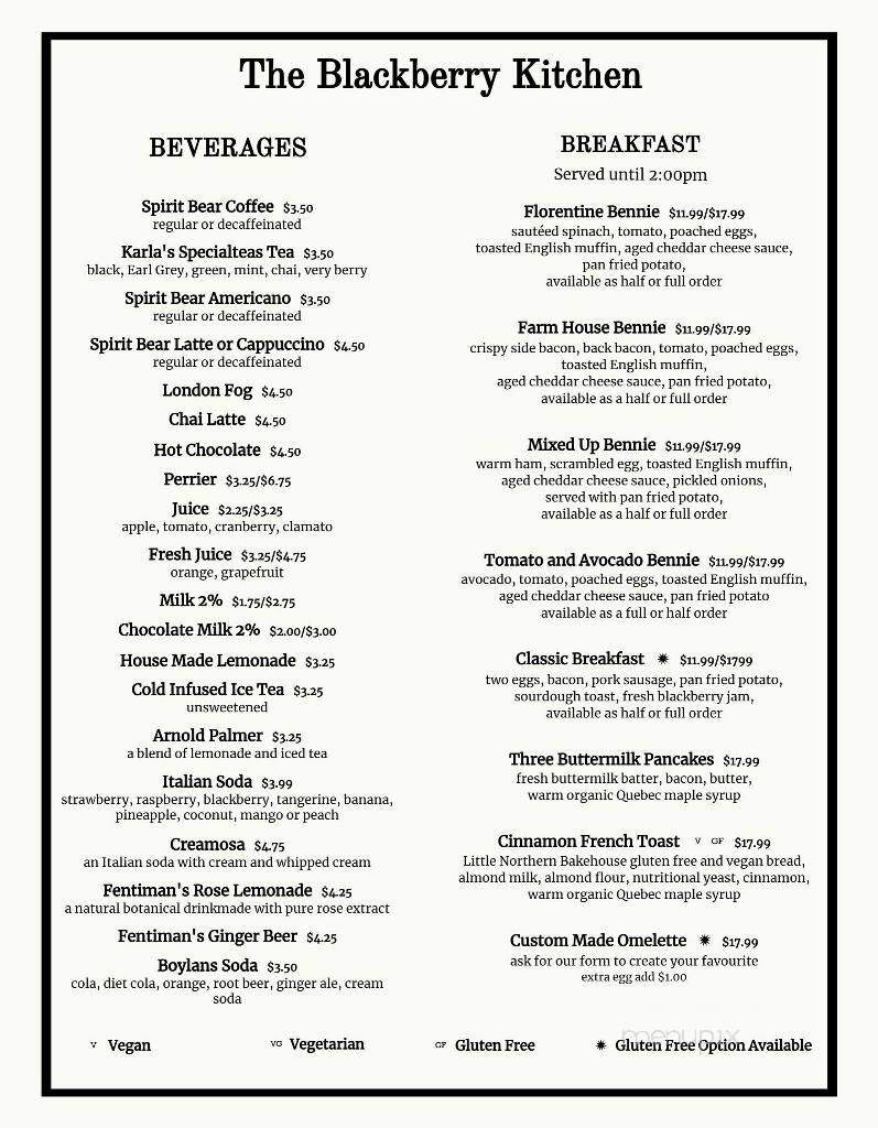 Blackberry Kitchen - Mission, BC menu_pic