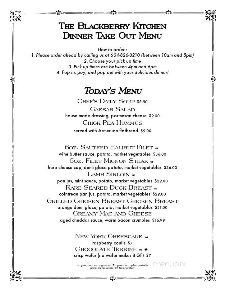 Blackberry Kitchen - Mission, BC menu_pic