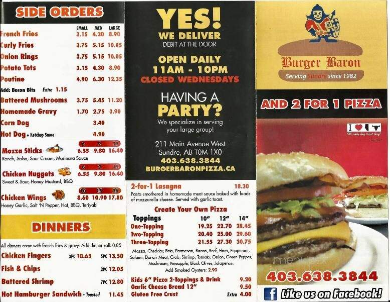 Burger Baron & Pizza - Sundre, AB menu_pic