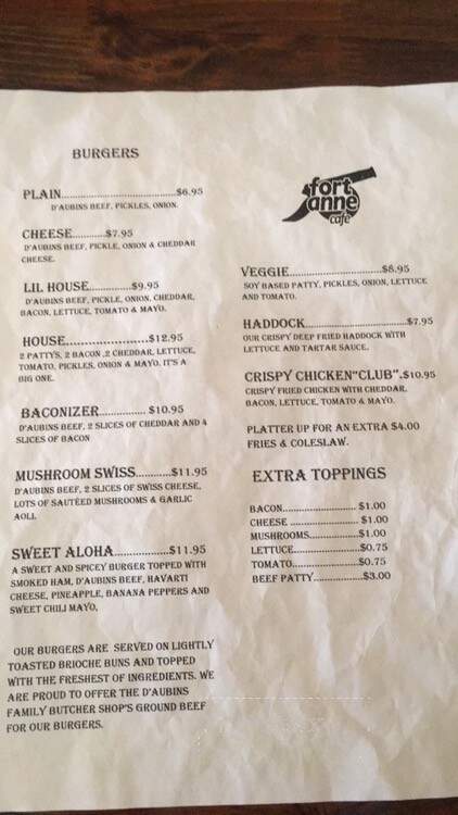 Fort Anne Cafe - Annapolis Royal, NS menu_pic