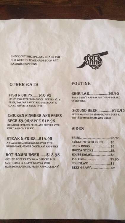 Fort Anne Cafe - Annapolis Royal, NS menu_pic