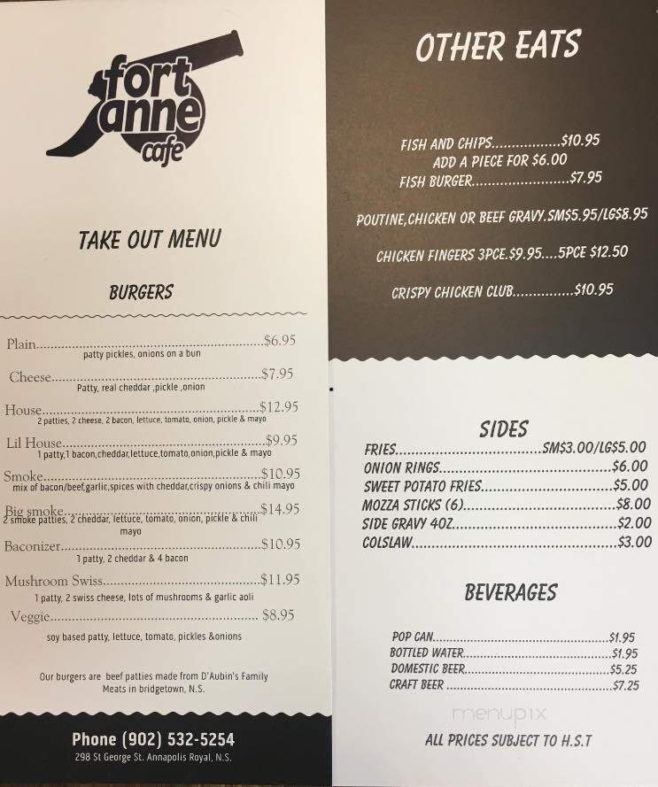Fort Anne Cafe - Annapolis Royal, NS menu_pic