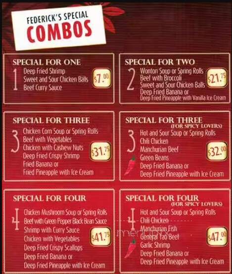 Federick's Restaurant - Scarborough, ON menu_pic