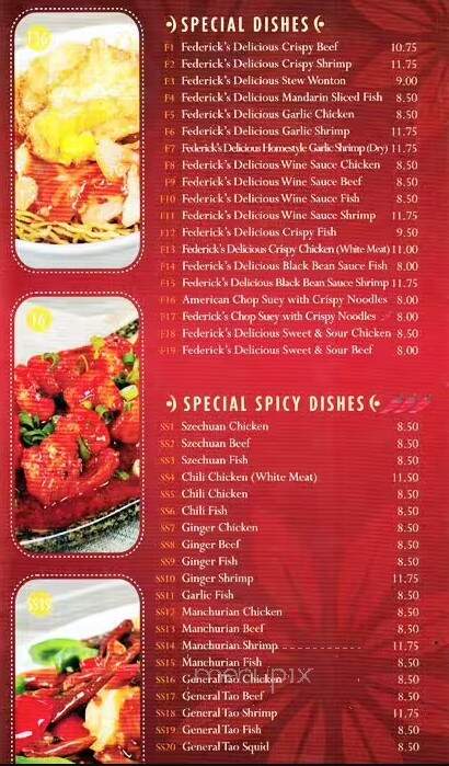 Federick's Restaurant - Scarborough, ON menu_pic