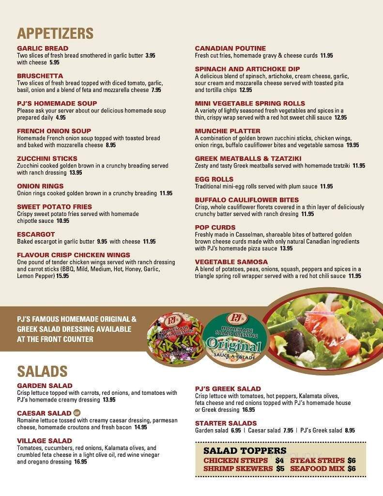 P J Restaurant Dining Lounge - Arnprior, ON menu_pic