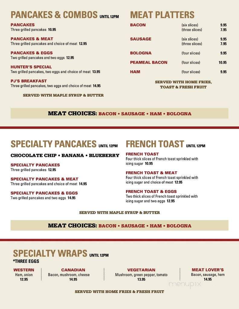 P J Restaurant Dining Lounge - Arnprior, ON menu_pic