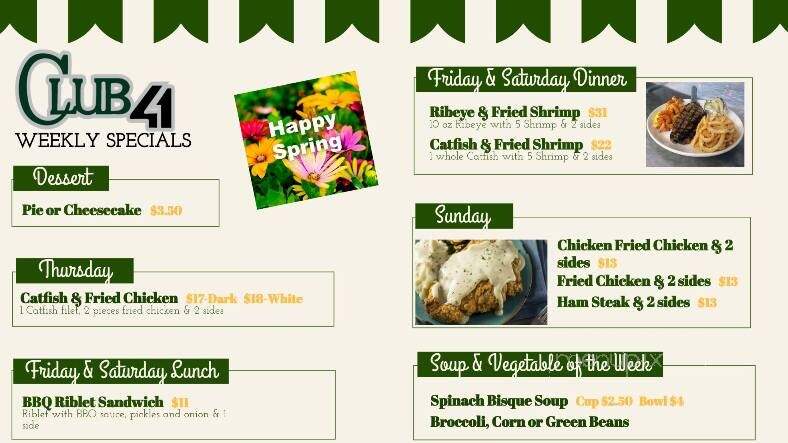 Club 41 - Saint Augustine, IL menu_pic
