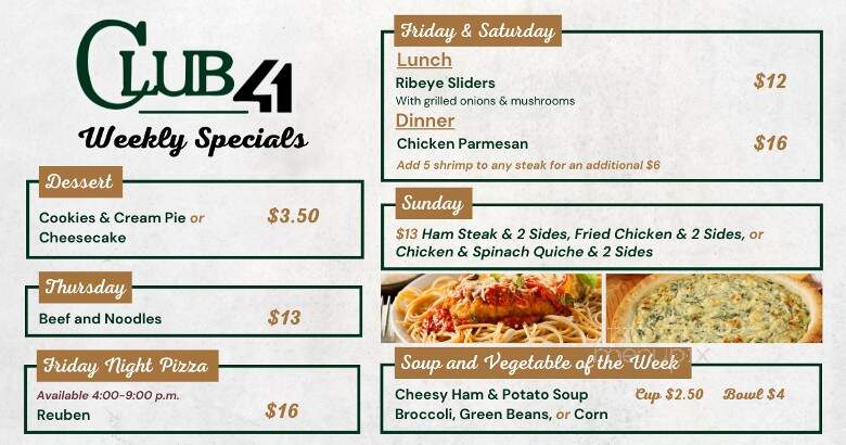 Club 41 - Saint Augustine, IL menu_pic