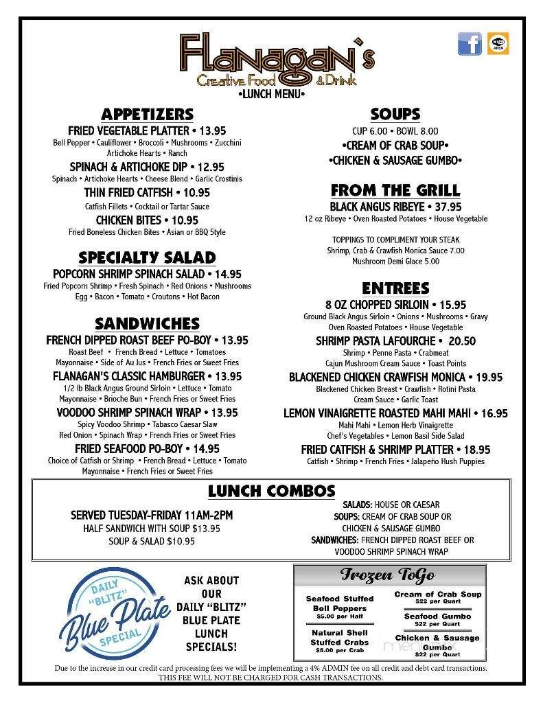 Flanagan's Creative Food - Thibodaux, LA menu_pic