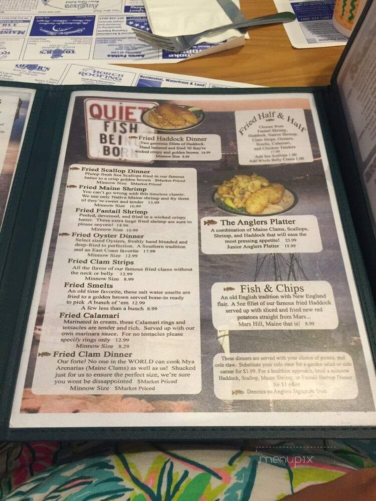 Anglers Restaurant - Searsport, ME menu_pic