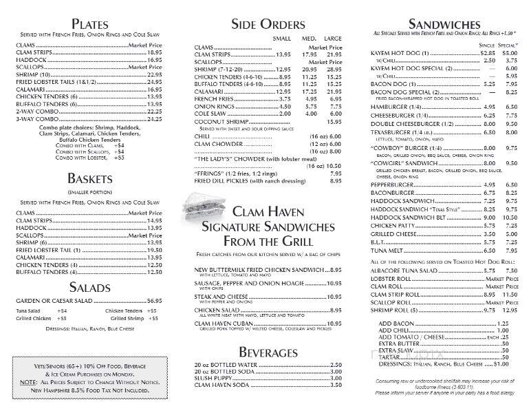 Clam Haven - Derry, NH menu_pic