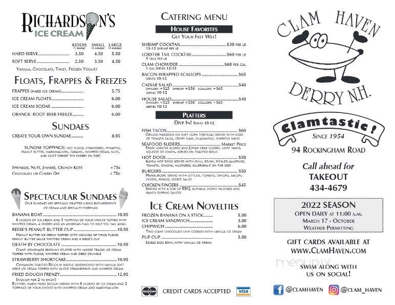 Clam Haven - Derry, NH menu_pic