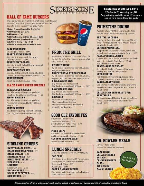Sports Scene Restaurant - Washington, NJ menu_pic
