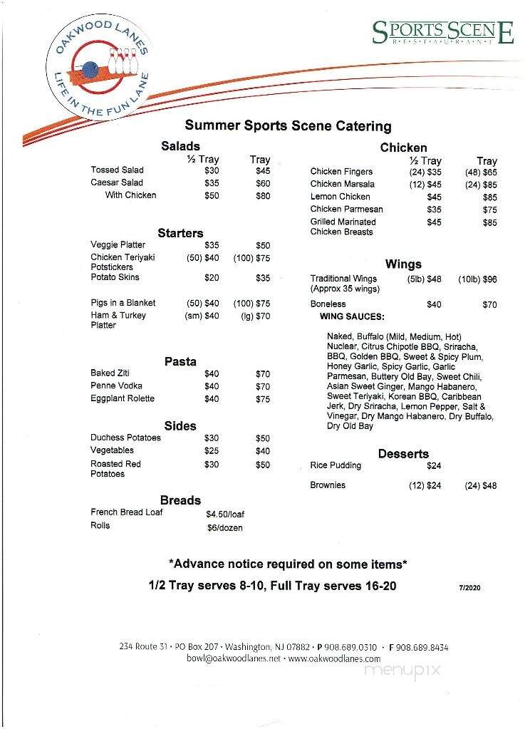 Sports Scene Restaurant - Washington, NJ menu_pic