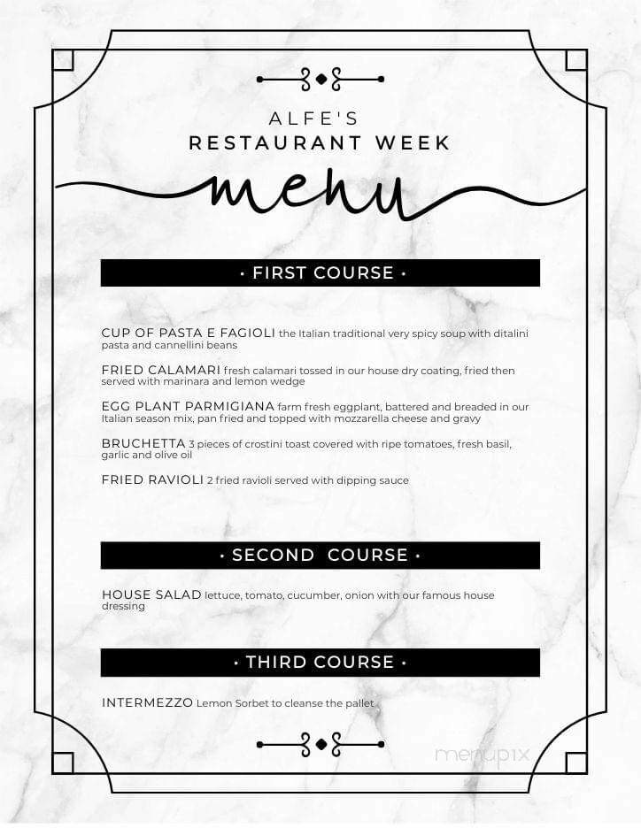 Alfe's Restaurant - Wildwood, NJ menu_pic