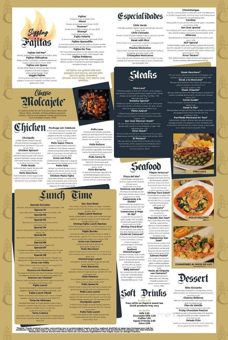 San Jose Mexican Reasturant - Elizabethtown, NC menu_pic