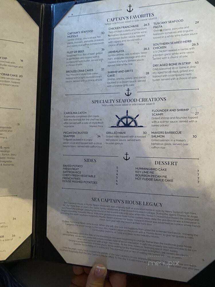 Sea Captain's House - Myrtle Beach, SC menu_pic