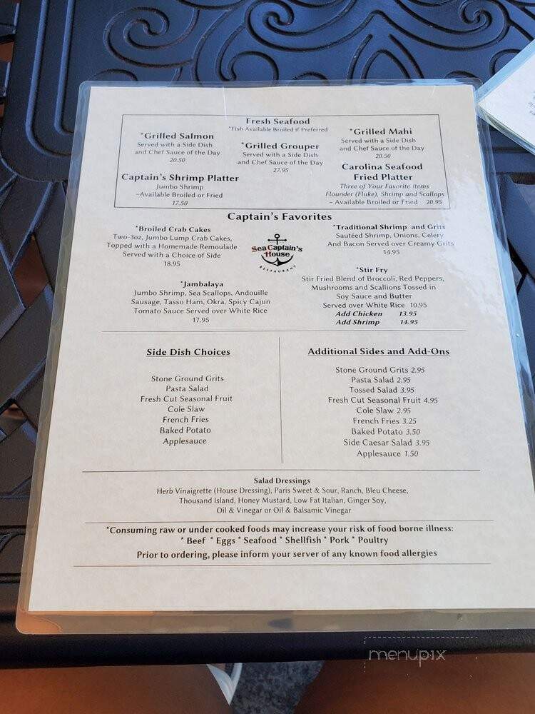 Sea Captain's House - Myrtle Beach, SC menu_pic