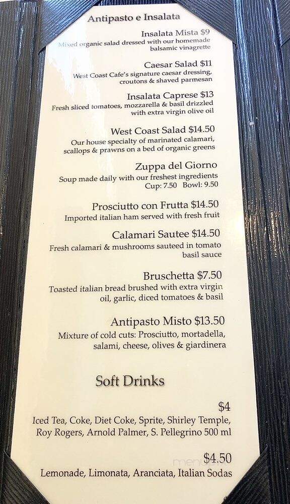 West Coast Cafe - San Bruno, CA menu_pic