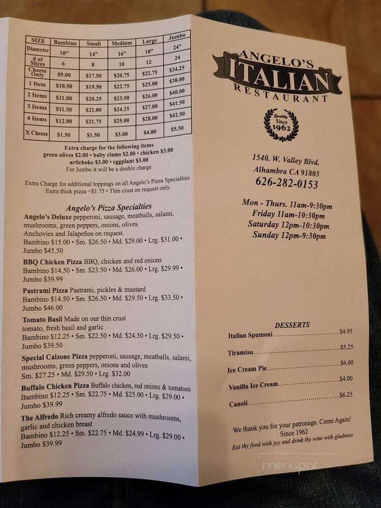 Angelo's Italian Restaurant - Alhambra, CA